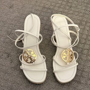 Tory Burch Cream and Gold Strappy Sandals